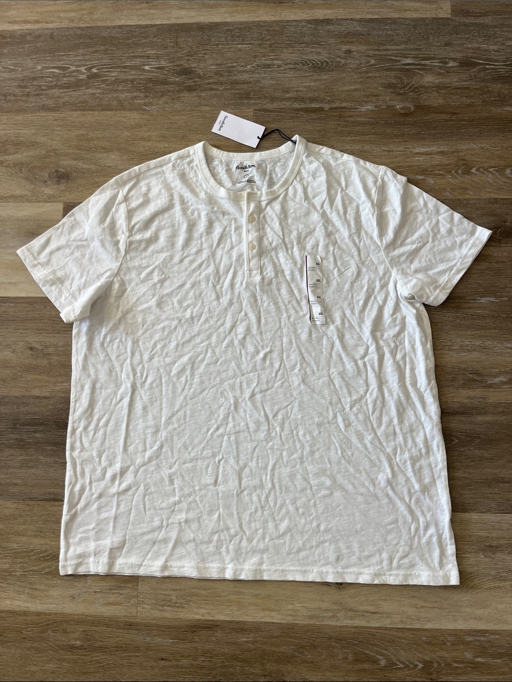 NWT Goodfellow & Co Men's Off White Henley Shirt Size XXL